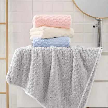 Pack of 4 Super Soft Woven Bath Towels - Quick-Drying Microfiber