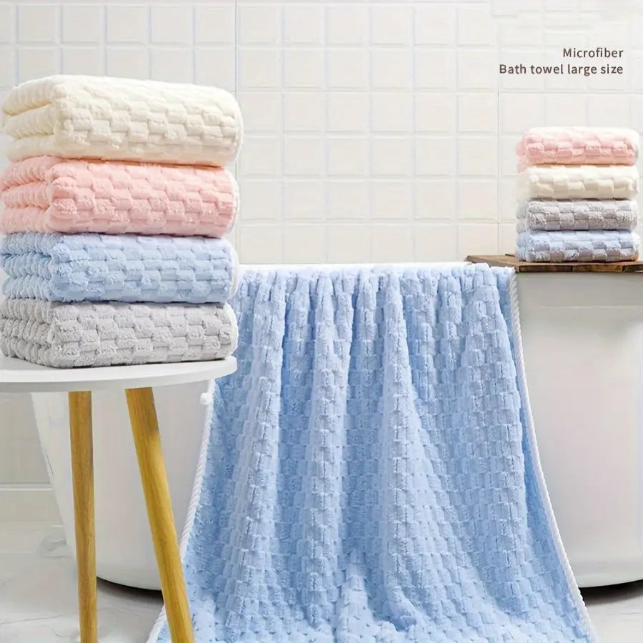 Pack of 4 Super Soft Woven Bath Towels - Quick-Drying Microfiber