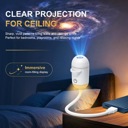 Galaxy Projector Night Light,USB Power Light with  Sliding Projection Films,Adjustable Brightness 360° Rotating Design for Car and Home Decoration
