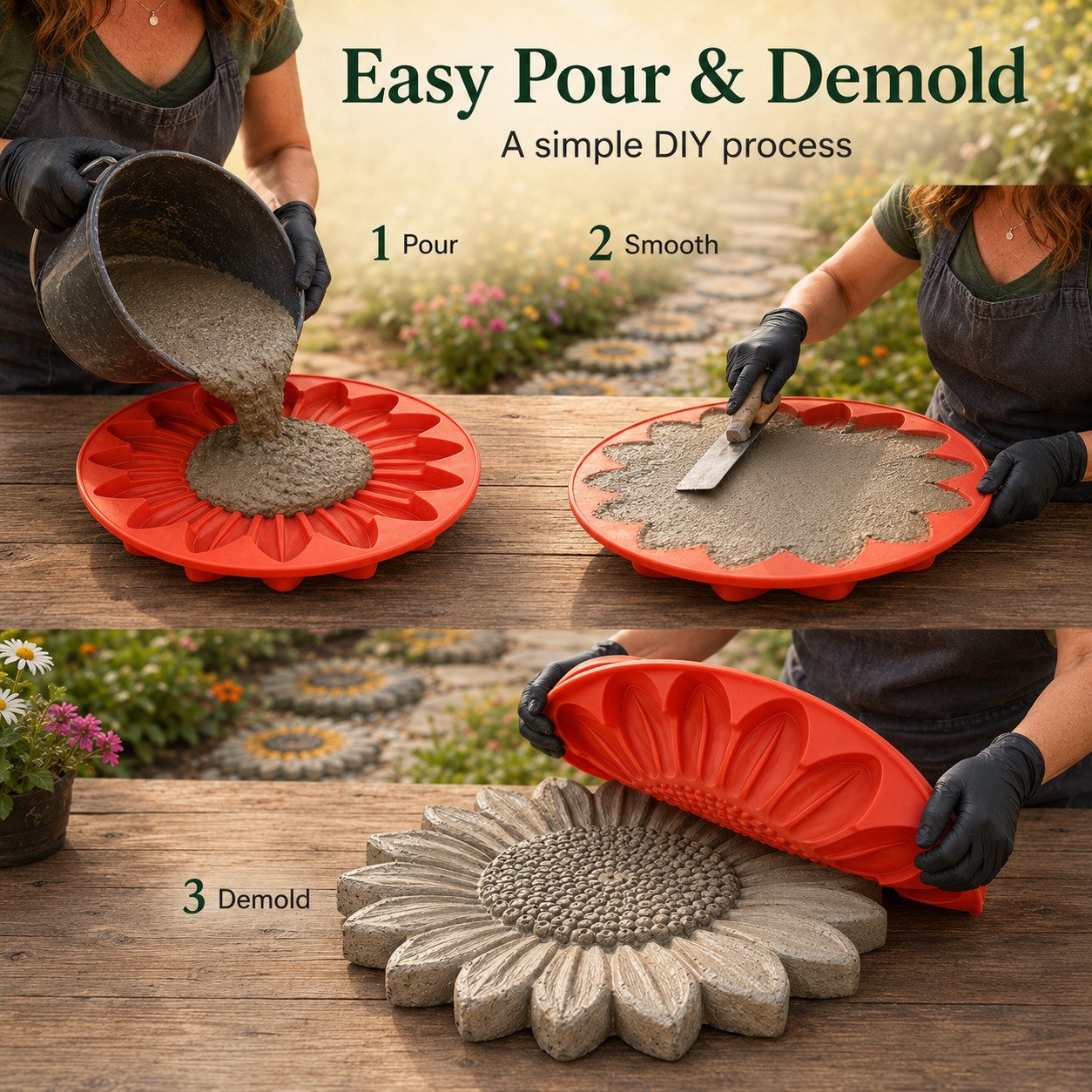 🌻 Reusable Sunflower Stepping Stone Mold