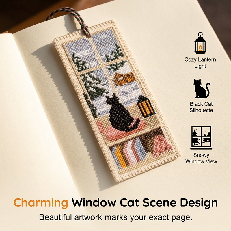 Charming Cat Cross Stitch Bookmark