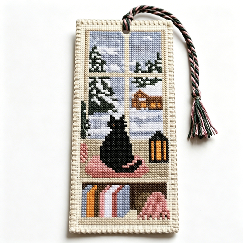 Charming Cat Cross Stitch Bookmark