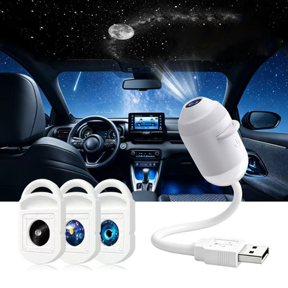 Galaxy Projector Night Light,USB Power Light with  Sliding Projection Films,Adjustable Brightness 360° Rotating Design for Car and Home Decoration